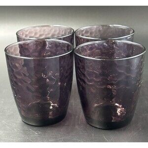 Vintage Studio Bormioli Rocco Purple Hammered Amethyst Old Fashioned Glasses 4